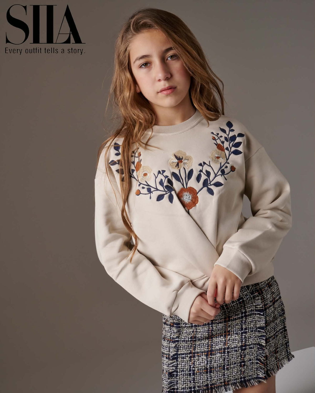 Flora Navy skirt Set