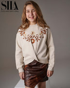 Floral Twist Skirt Set - Cream