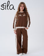 wild flower embroidered set - black and cream