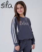 Believe Embroidered Cargo Set - Dark Plum