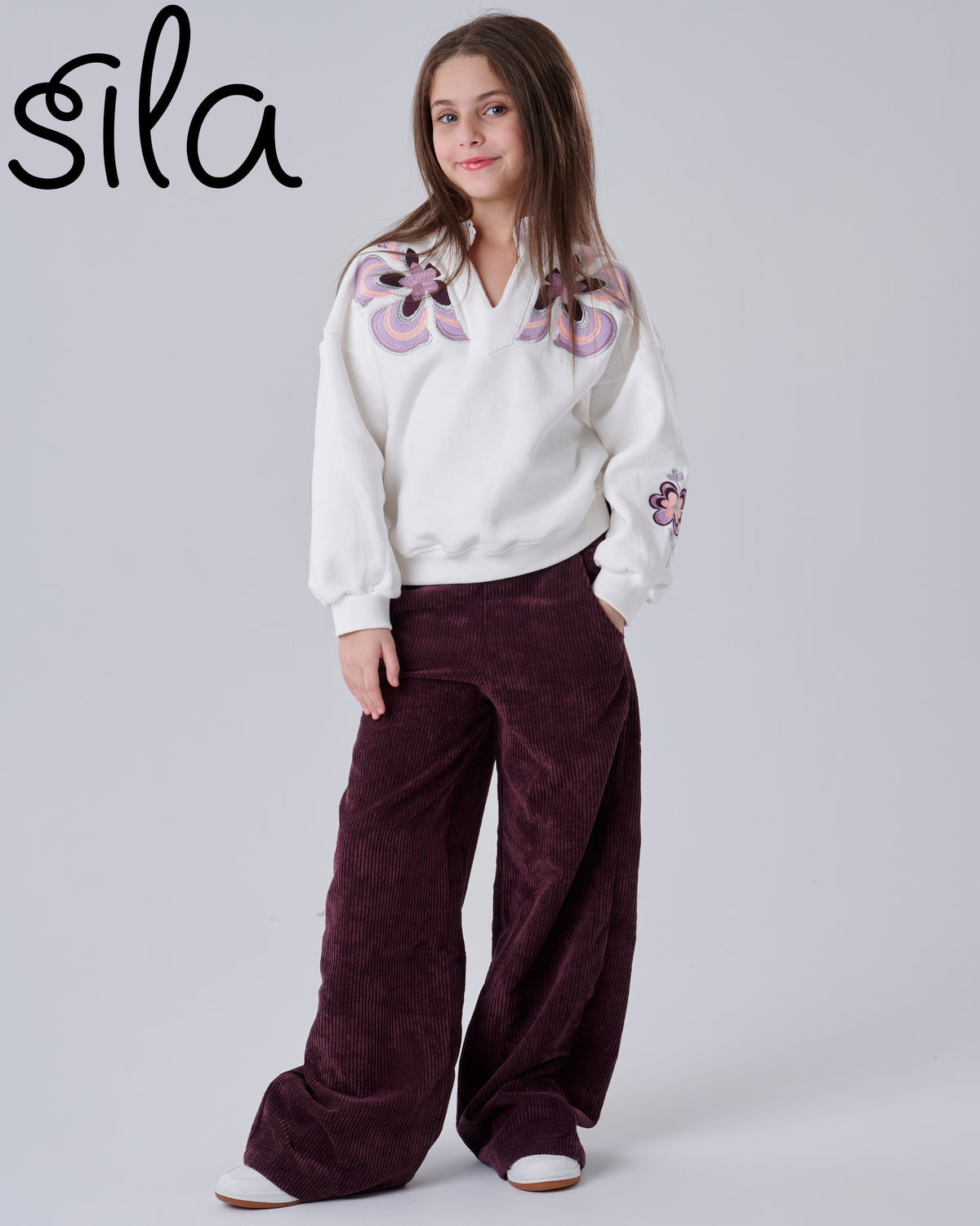 Flora corduroy Set - Plum