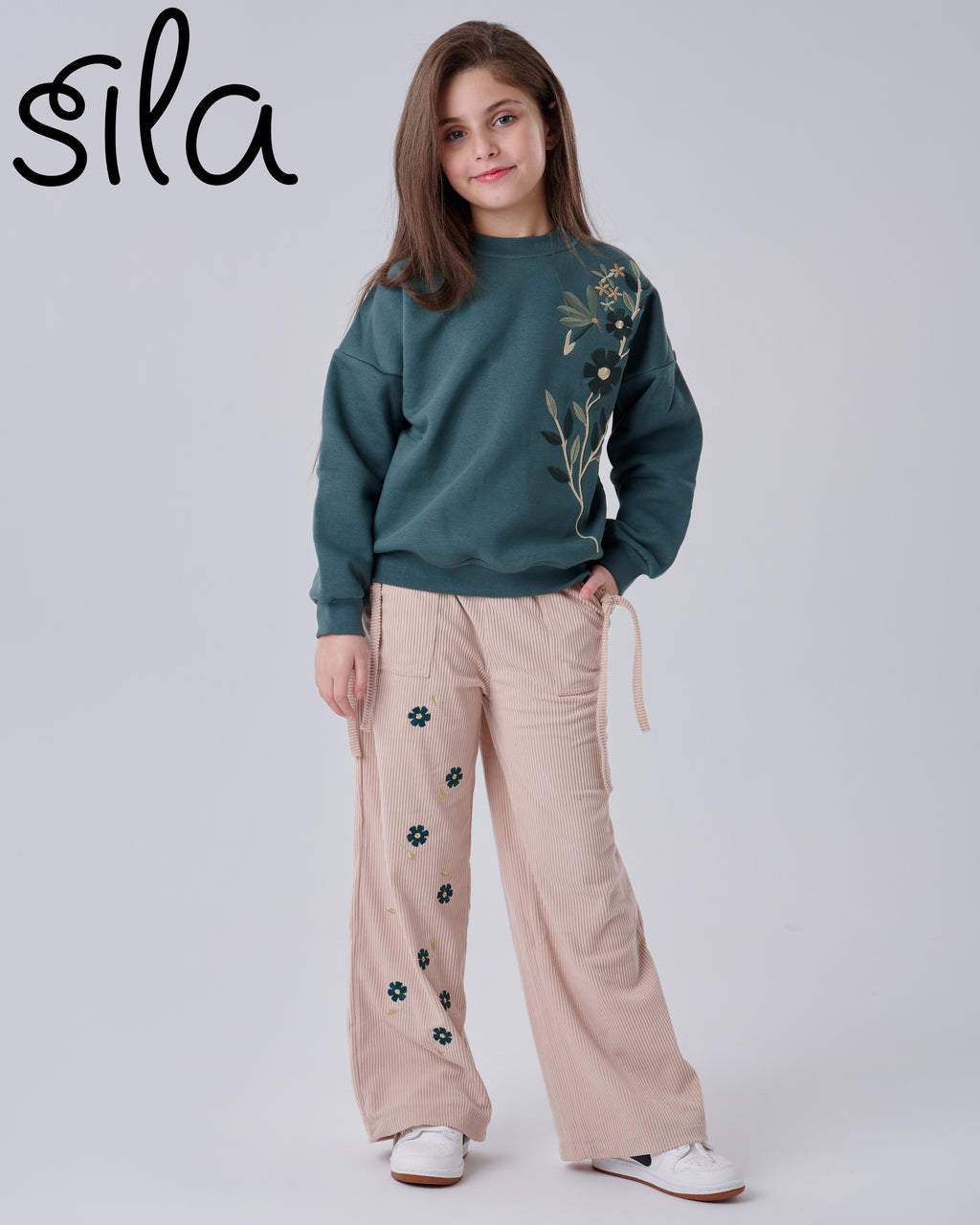 Flora Corduroy Set - Olive & Beige